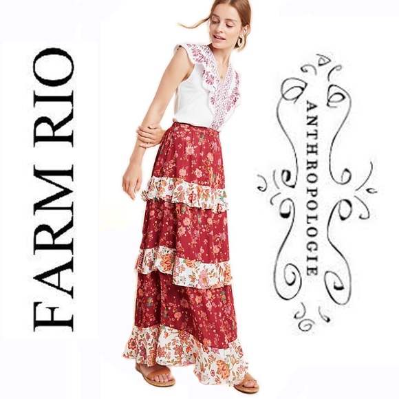 Farm Rio for Anthropologie Portia Tiered Skirt